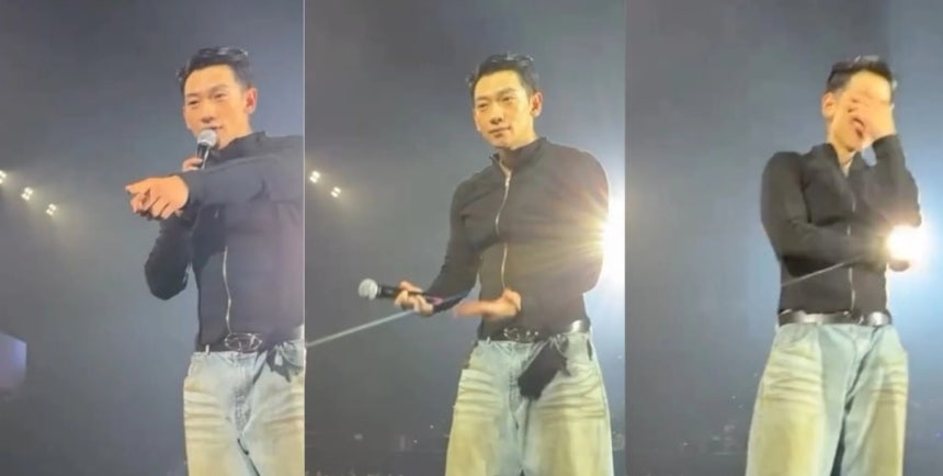 가수 비.한 팬에게 열정적인 반응을 요구하고 있다./진=SNS 캡처