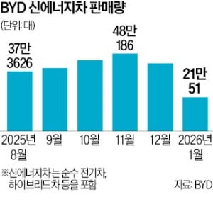 BYD, 전기차 판매 '반토막'…주가도 1년 만에 30% 급락