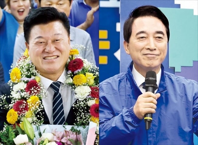 충북 신용한·충남 박수현 당선…與, 충남·북 4년 만에 탈환 전망