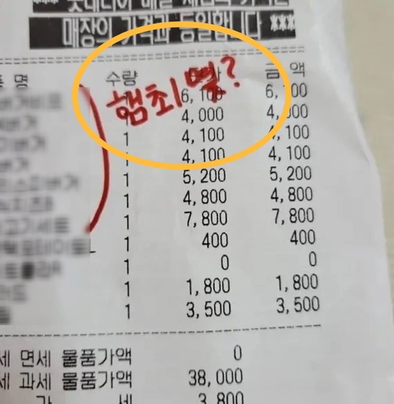 가족들과 먹으려고 주문했는데…"햄최몇?" 조롱 문구에 분통