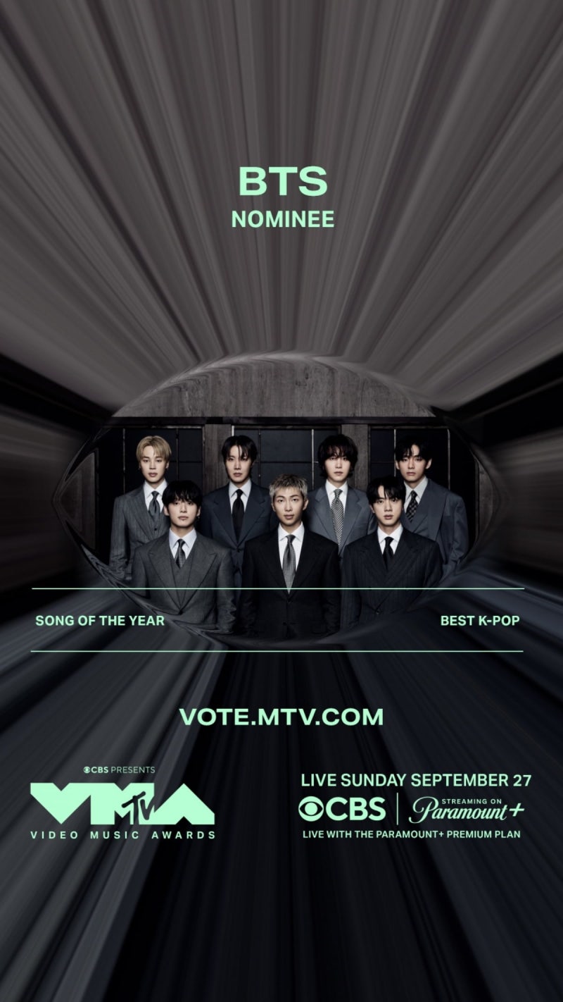 BTS, <b>MTV VMA</b> '올해의 노래' <b>후보</b>…르세라핌·코르티스도 수상 도전