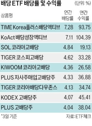고 배당 ETF 수익률, 반도체가 갈랐다