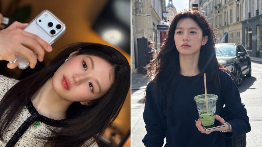 배우 고윤정이 지난 3월 인스타그램 계정을 통해 공개한 아이폰17 프로를 사용 중인 모습(왼쪽)과 지난달 27일 올린 갤럭시Z폴드8을 들고 있는 모습. 사진=고윤정 인스타그램 캡처