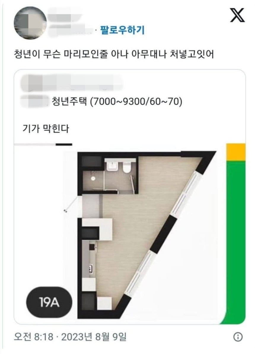 과거 온라인에서 논란이 됐던 청년주택./출처=온라인 커뮤니티