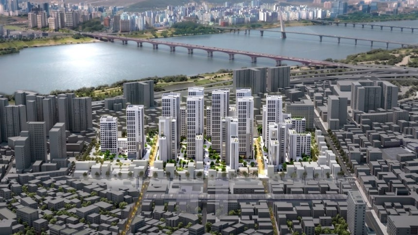 (망원동 416-53 일대 주택정비형 재개발사업, 조감도, 한강 및 주변지역으로 열린 도시 경관 형성/자료=서울시)
