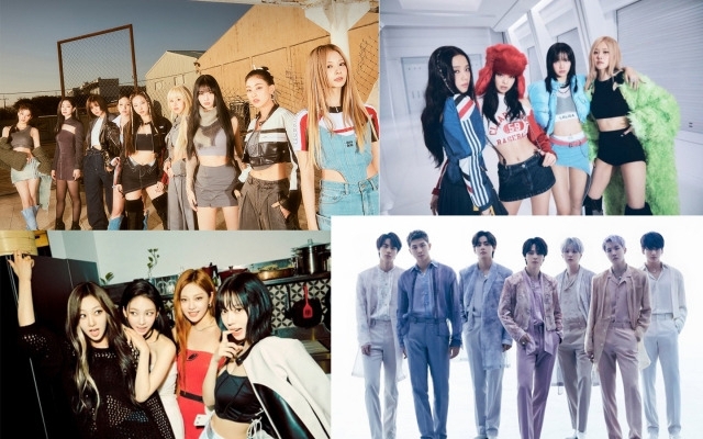 (왼쪽 상단부터 시계 방향으로) 트와이스, 블랙핑크, BTS, 에스파. [각사 제공]