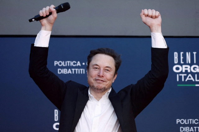 CEO Elon Musk of Tesla and SpaceX attending a political festival organized by the right-wing party of Italian Prime Minister Giorgia Meloni in Rome, Italy in December last year. [Reuters]