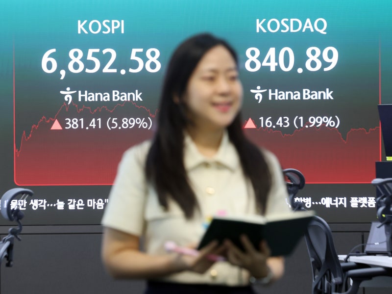 “주주환원이 쏘아올린 공” <b>코스피</b>, <b>6% 급등</b>에 6850선 회복…SK하이닉스...