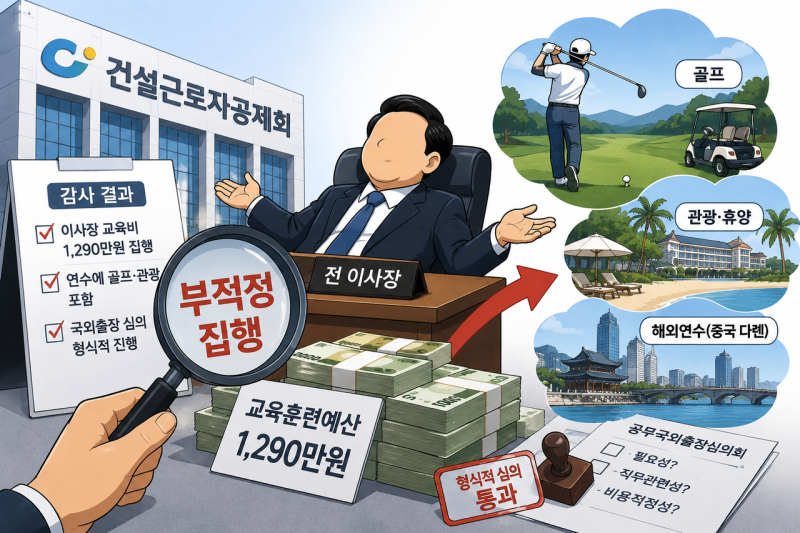 건설근로자공제회, 이사장 교육에 1290만원 ‘펑펑’…中 연수 등엔 골프·관광