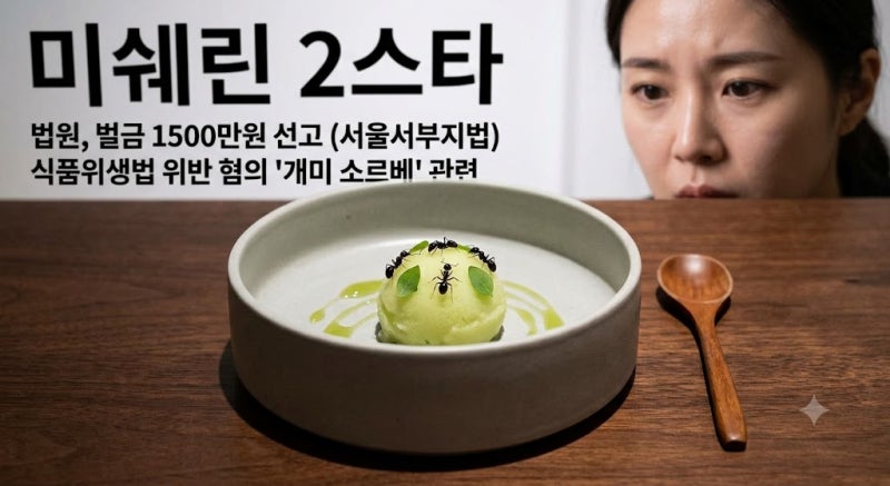 디저트에 <b>개미 토핑</b> 올린 ‘미쉐린 2스타’ 대표 벌금형