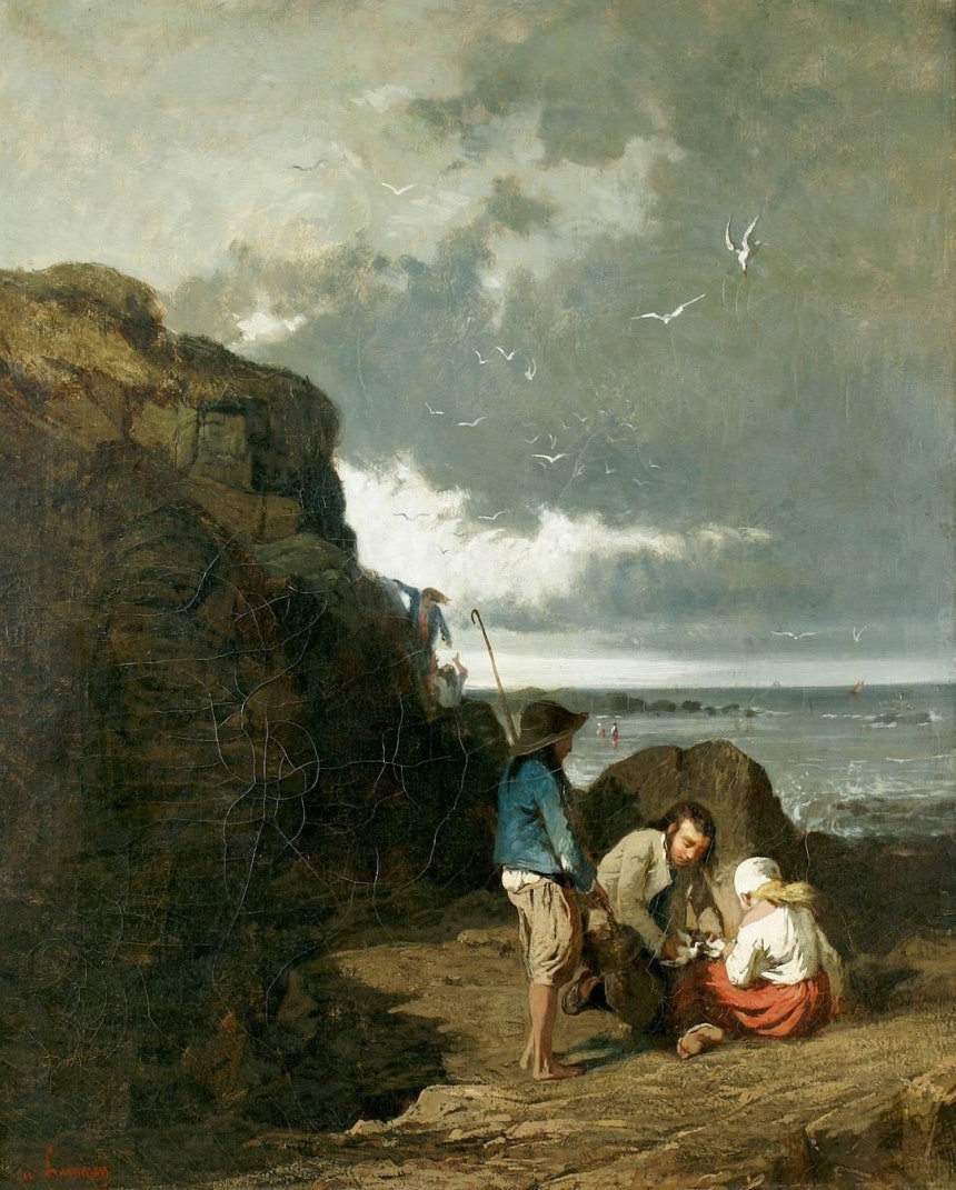에바리스트 비탈 뤼미네,해변 바위가의 아이들,캔버스에 유채,73x60cm [Pillon,Versailles,Public Domain,commons.wikimedia.org]