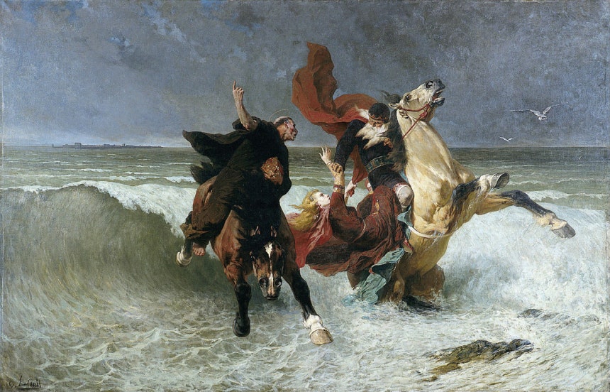 에바리스트 비탈 뤼미네,그라들롱의 탈출,1884년경,캔버스에 유채,200x311cm,캥페르 미술관 [Google Arts & Culture,Public Domain,commons.wikimedia.org