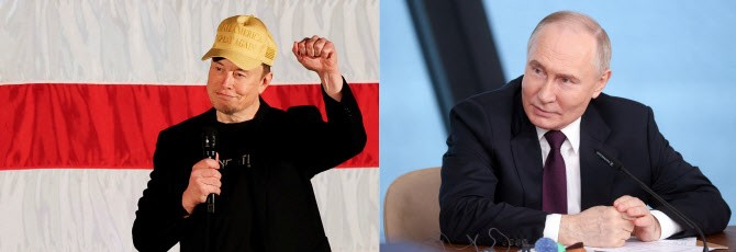 "<b>머스크</b>, 2022년부터 <b>푸틴과</b> 접촉 중"…美 안보 우려