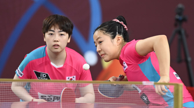 <b>신유빈</b>-<b>유한나</b> 조, <b>세계탁구선수권</b> 女복식 16강 안착