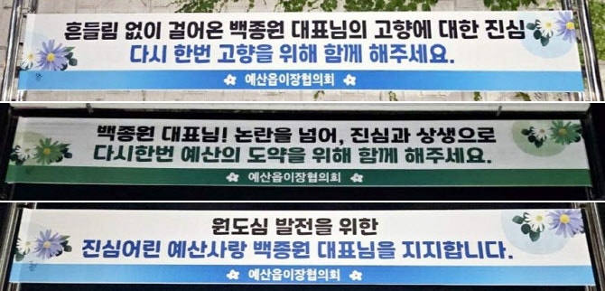 “<b>백종원</b> 대표님 지지한다”…예산에 걸린 <b>응원 현수막</b>