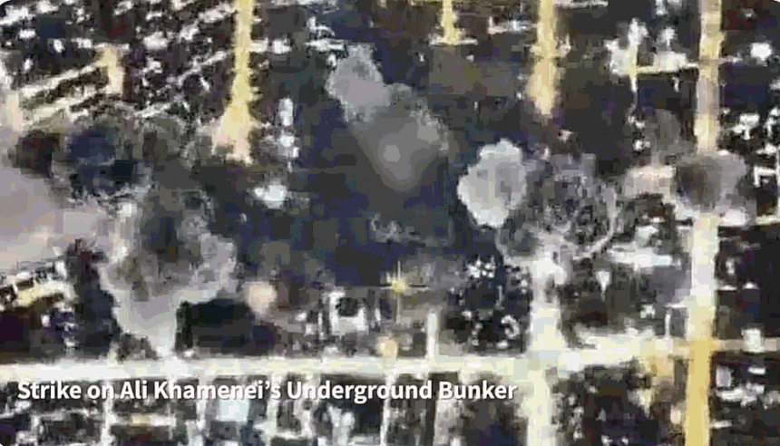 미 중부사령부가 제공한 부분 삭제 영상 사진에 지난 1일(현지시간) 미군이 발사한 미사일이 이란 내 시설 단지를 타격하고 있다. ⓒAP