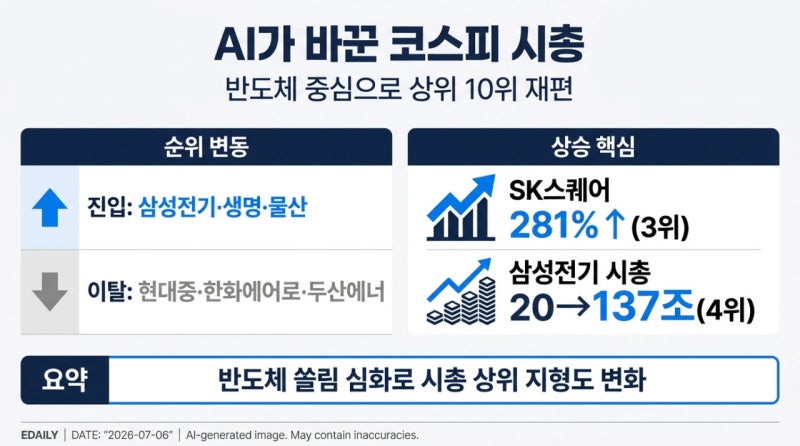 AI가 바꾼 시총 판도…코스피 톱10 재편 모습은?