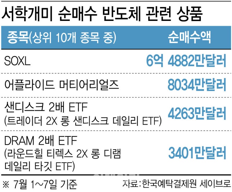 피크아웃 경고 아랑곳…반도체 줍줍한 서학개미
