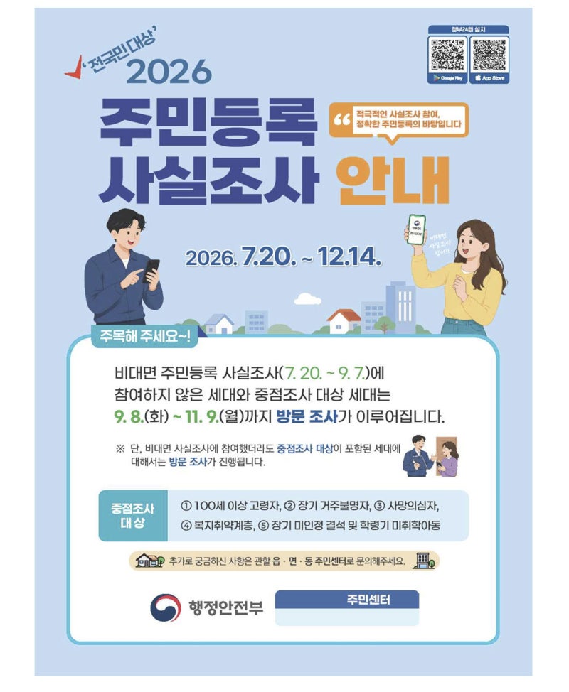 8일부터 <b>주민등록</b> 방문<b>조사</b>…"<b>조사</b>원 증명서 확인하세요"