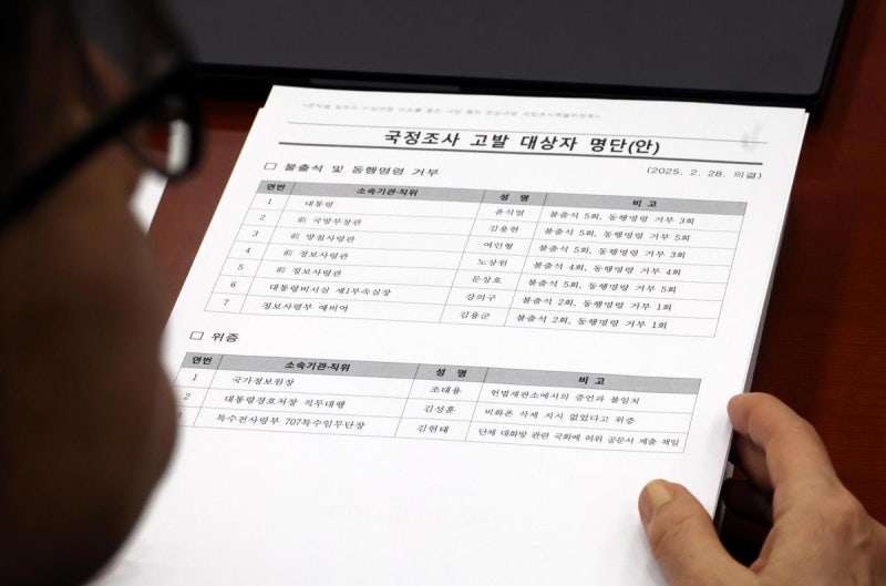 <b>내란 국조특위</b>, ‘불출석·동행명령거부’ 尹 <b>고발</b> 의결
