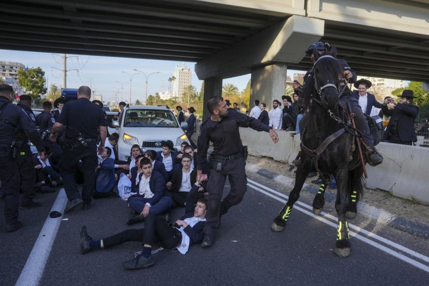 Israel ultra-Orthodox Jews Protesting Military Draft