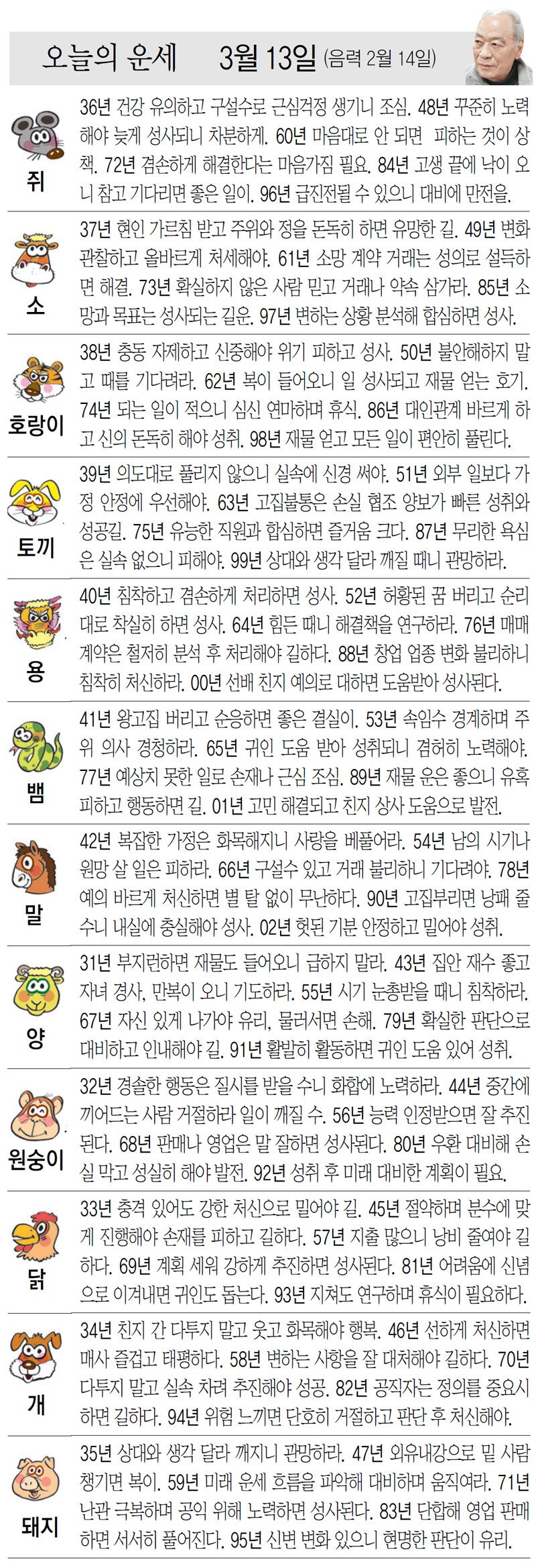 [오늘의 운세/03월 13일]