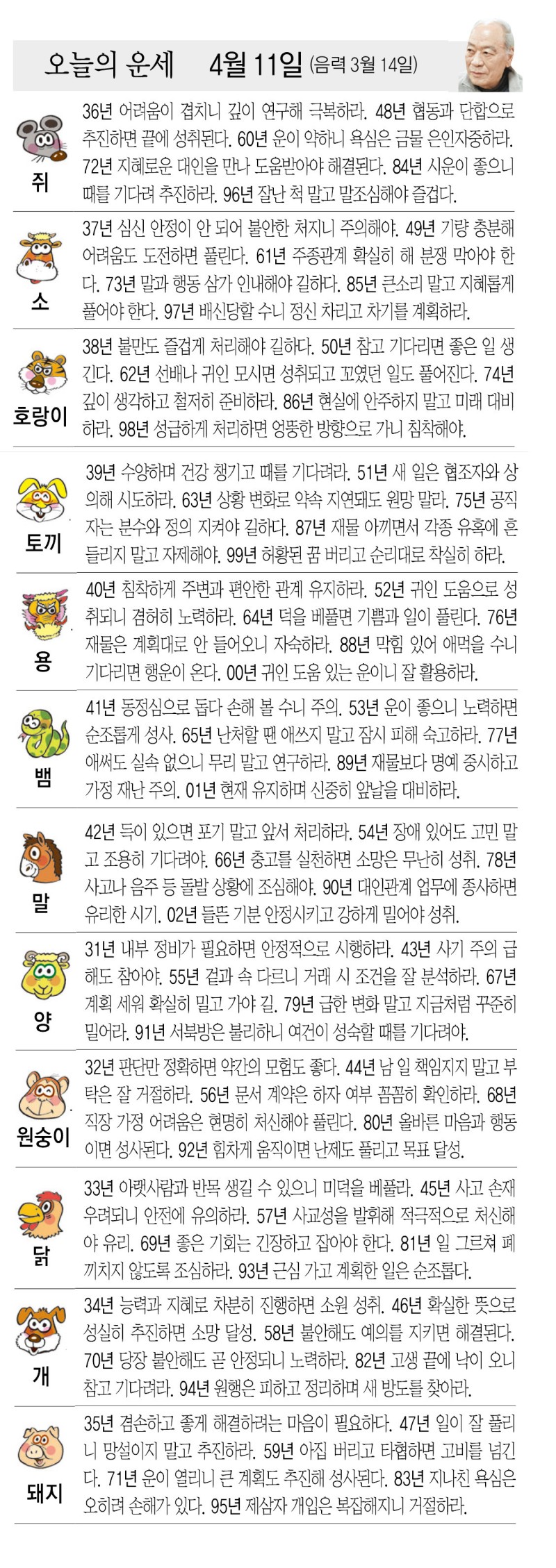[오늘의 운세/04월 11일]
