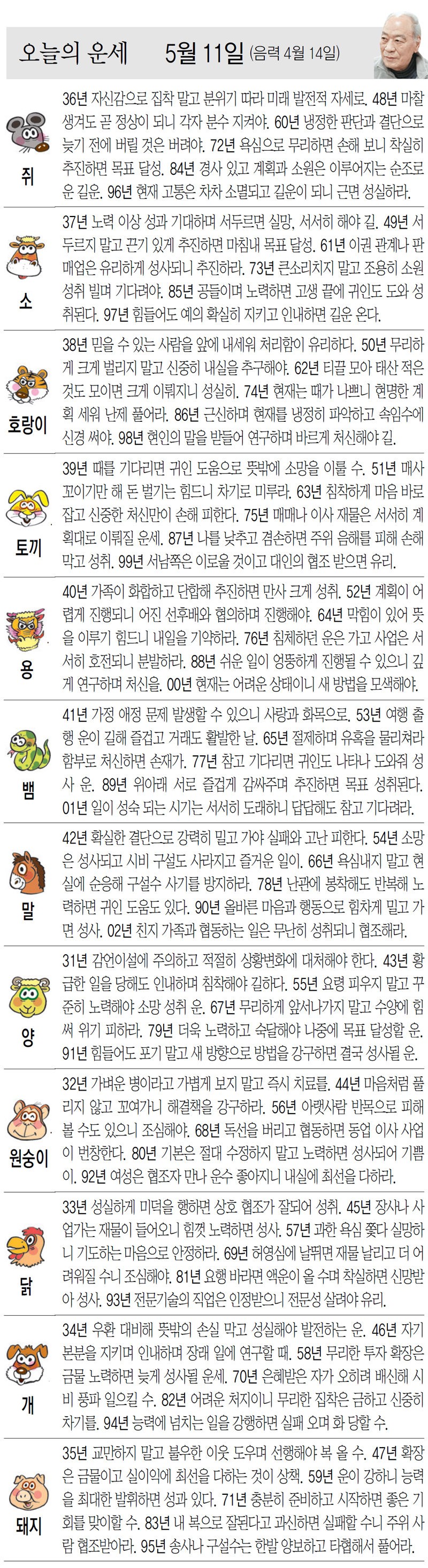 [오늘의 운세/05월 11일]