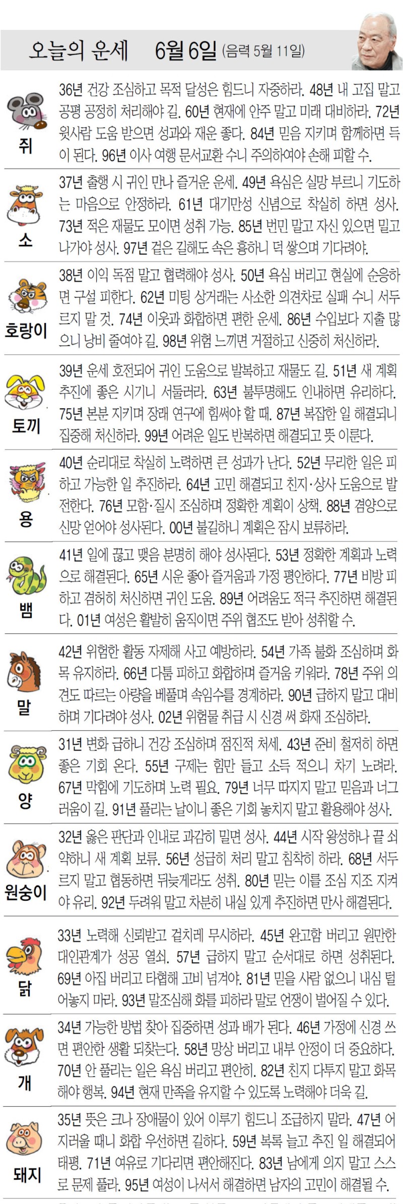 [오늘의 운세/06월 06일]