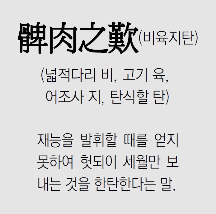 [신문과 놀자!/풀어쓰는 한자성어]髀肉之歎(비육지탄)(넓적다리 비, 고기 육, 어조사 지, 탄식할 탄)