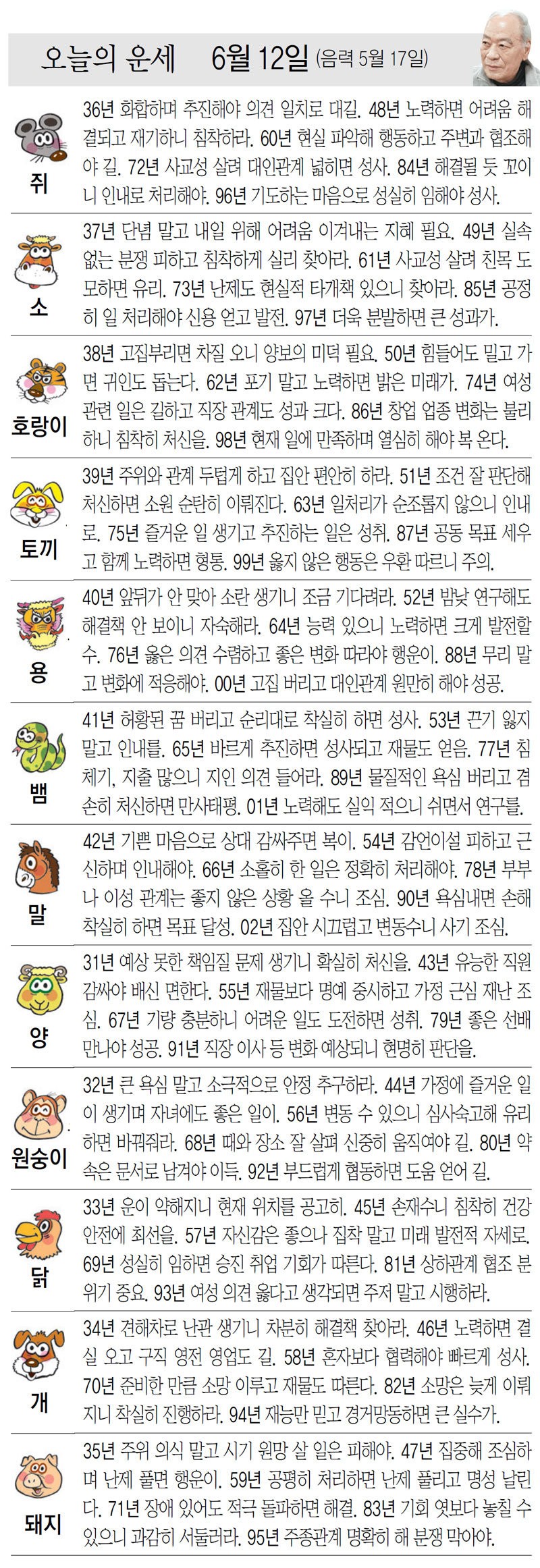 [오늘의 운세/06월 12일]