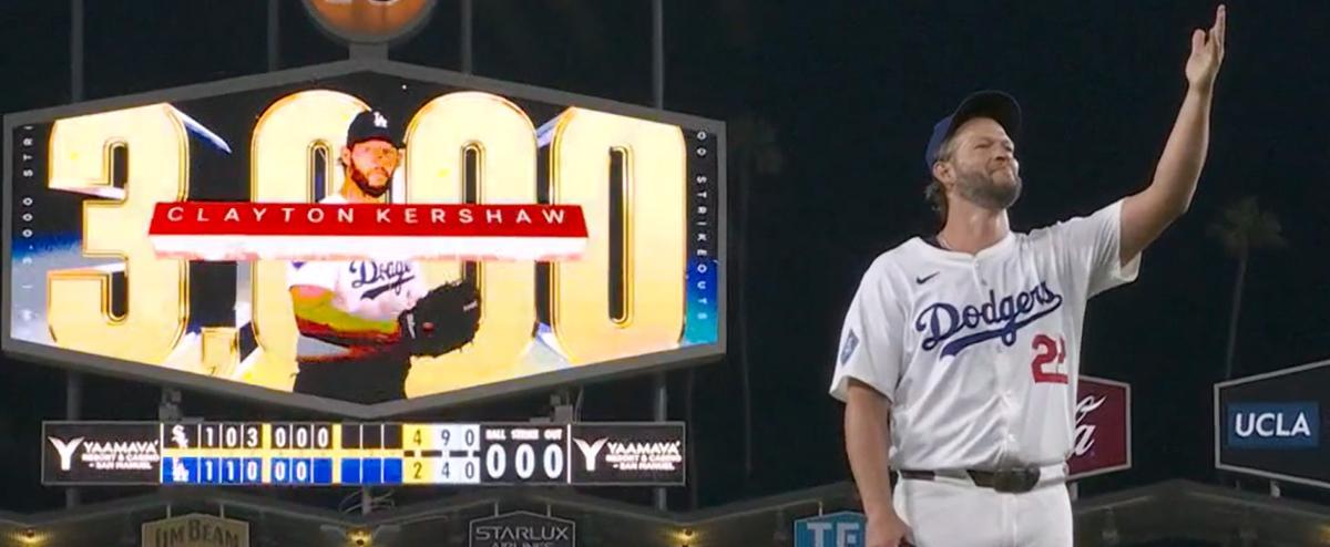 커쇼의 위대한 삼진쇼… 역대 20번째로 ‘3000K’