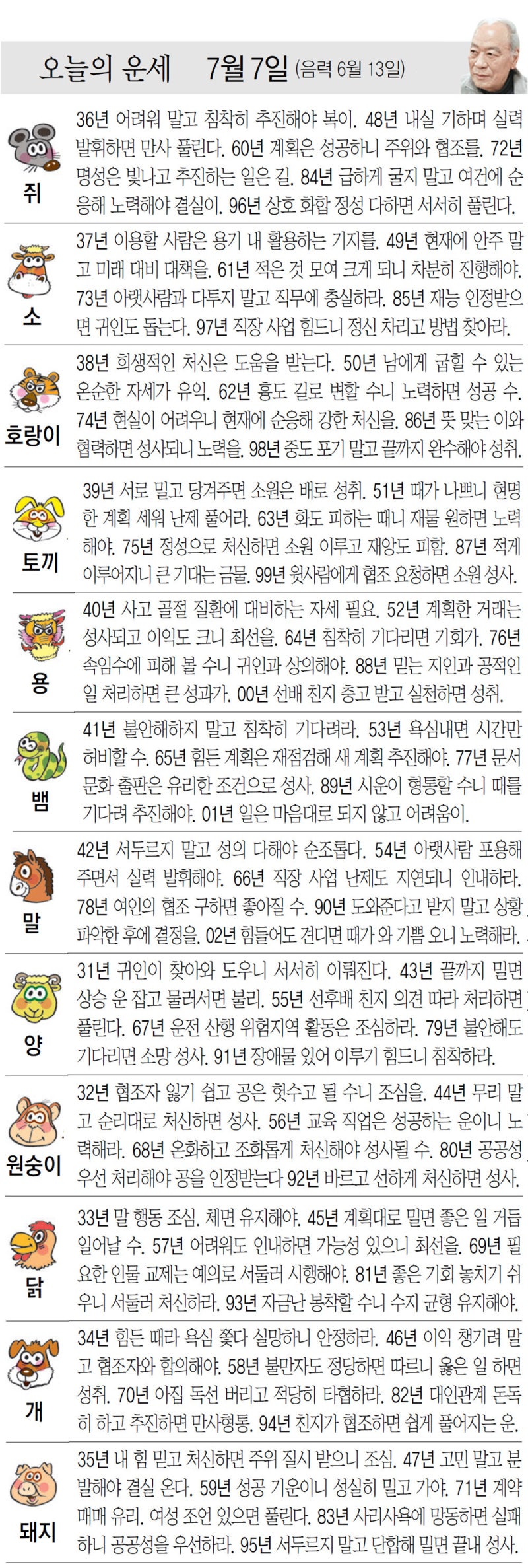 [오늘의 운세/07월 07일]
