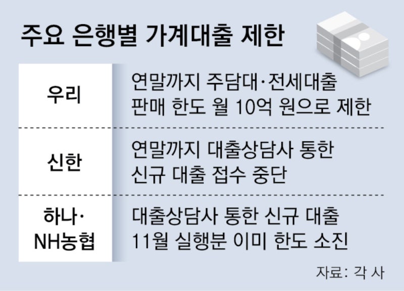 우리銀, 지점당 대출 月10억 제한… 농협, 상담사 신규 접수 중단