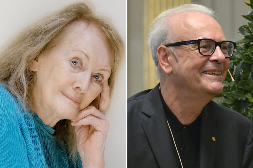 왼쪽부터 아니 에르노,&#160;파트리크 모디아노