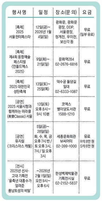 서울 축제와 함께 연말 나들이