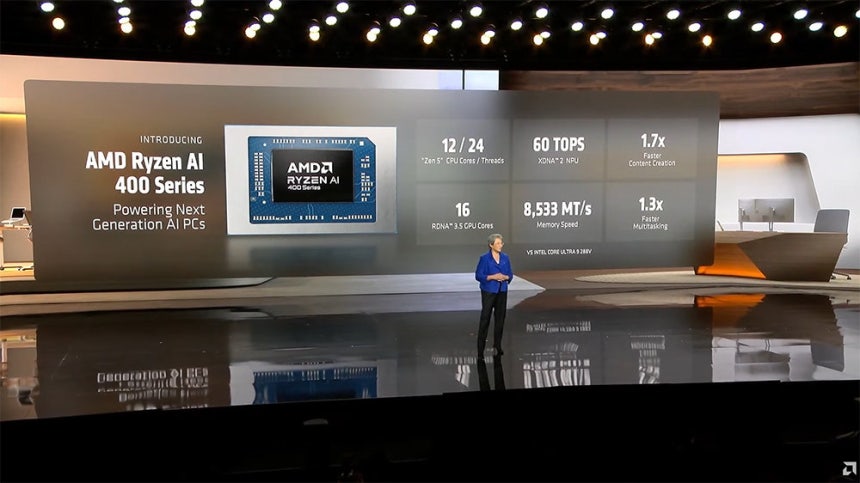 일반 소비자용 노트북,휴대용 게임기 등을 위한 AMD 라이젠 AI 400 시리즈도 공개했다 / 출처=AMD