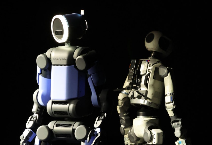 현대자동차그룹이 5일(현지 시간) 미국 네바다주 라스베이거스에서 열린 현대차그룹 프레스 콘퍼런스에서 공개한 휴머노이드 로봇.라스베이거스=뉴스1