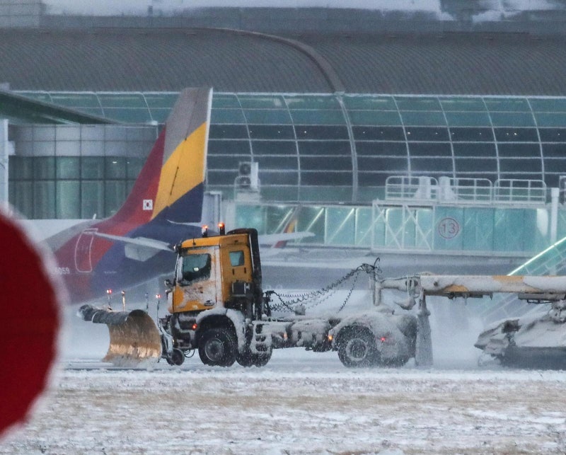 한라산 18㎝ 폭설-강풍… 항공편 무더기 결항에 주말 1만여명 발 묶여