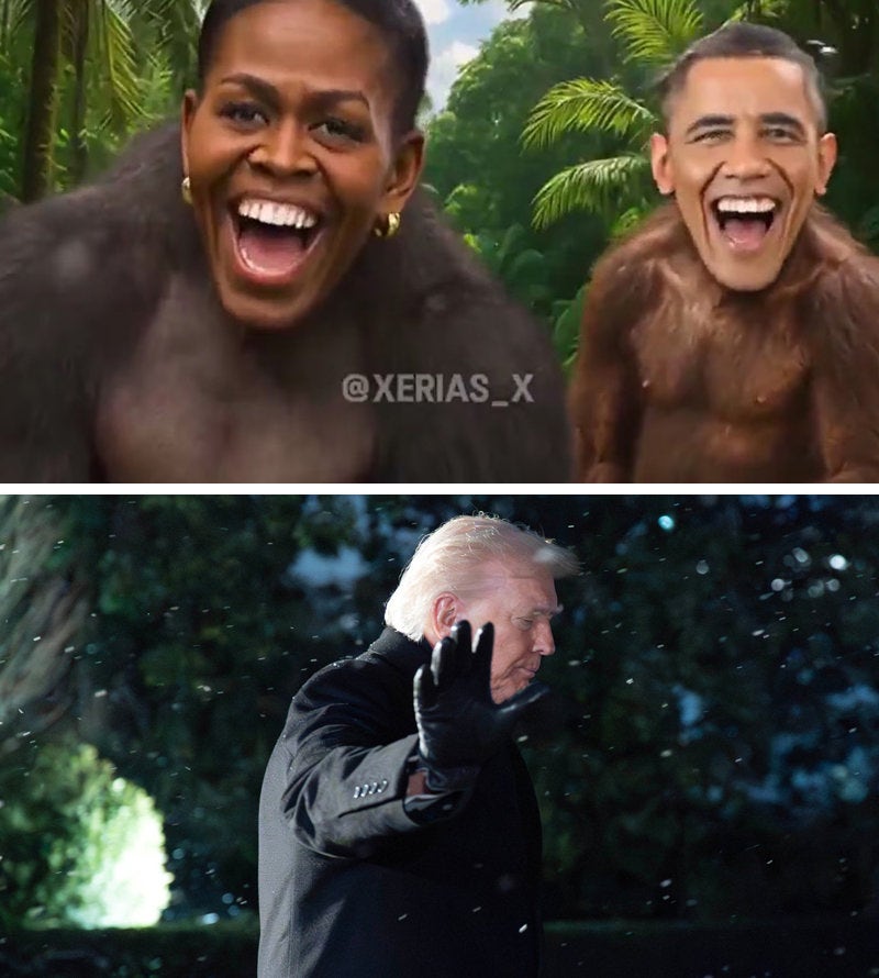 ‘원숭이 오바마’ 영상 올린 트럼프, 인종차별 논란일자 “직원 실수”