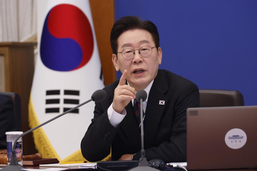 President Lee Jae-myung speaking at the 6th Cabinet Meeting held at the Sejong Room of the Blue House Main Building on the 24th in Seoul. 2026.02.24. Blue House press photographers