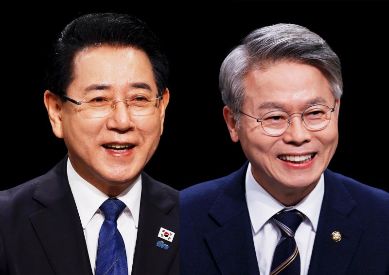 與 전남광주통합시장 후보 김영록-민형배 결선