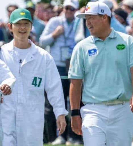 배우 송중기, 임성재 일일 캐디로 나서