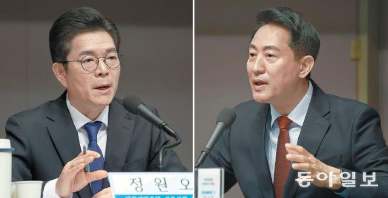 정원오 “오세훈, 공약 안지켜 전월세난” 吳 “李정부가 부동산 지옥 만들어”