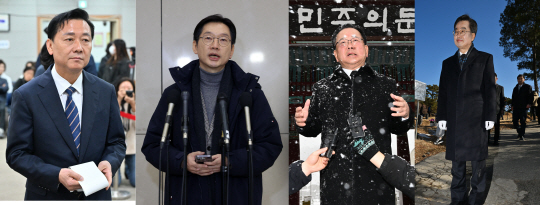 왼쪽부터 이광재 전 의원, 김경수 전 전남지사, 김부겸 전 국무총리, 김동연 경기지사. 뉴시스