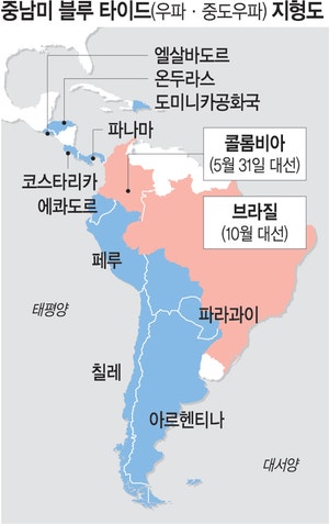 중남미 블루타이드, 콜롬비아·브라질 대선 덮칠까