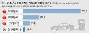 현대차·기아 수출 23% 늘때, 中친환경차 601% 폭증