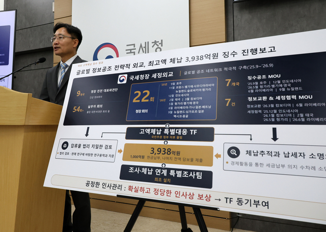 임광현 국세청장이 7일 고액체납 특별대응 TF 활동 결과 브리핑을 하고 있다.뉴시스