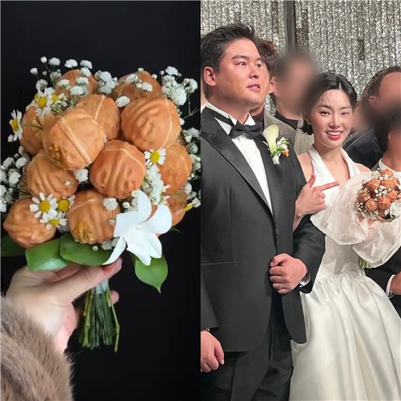 결혼식 부케도 '<b>호두과자</b>'...음식사랑 <b>이장우</b>의 남다른 웨딩