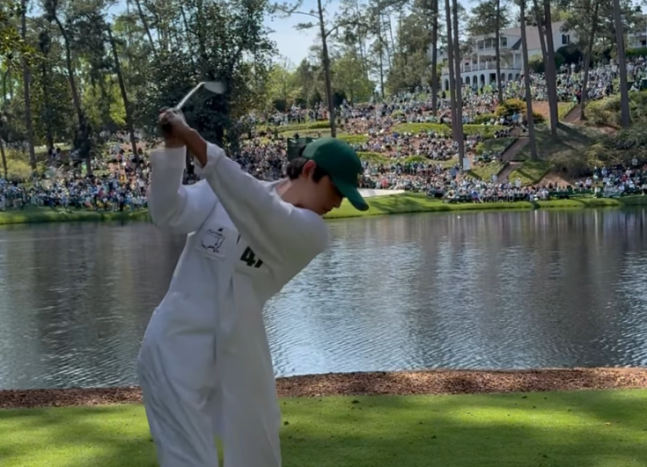 배우 송중기, 오거스타서 직접 샷…마스터스 파3 임성재 캐디로 나서